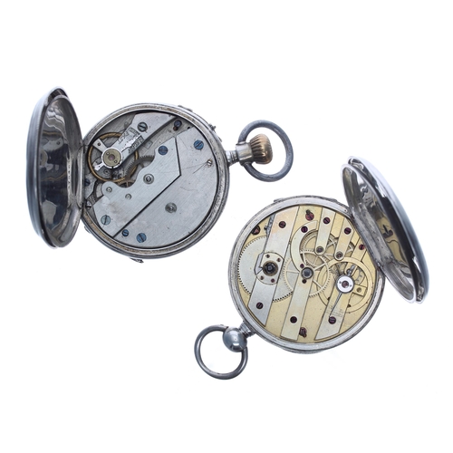 412 - Two white metal cylinder pocket watches for repair, the cuvette on each signed Vacheron, Genéve, 45m... 