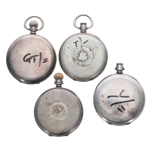 414 - American Waltham 'Traveler' silver lever half hunter pocket watch for repair; together with two Amer... 