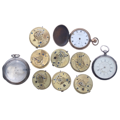 427 - Thos Russell & Son 'Tempus Fugit' gold plated lever hunter pocket watch for repair; together wit... 