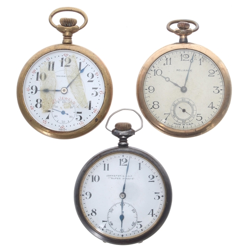 428 - Two gold plated lever pocket watches and a gunmetal lever pocket watch for repair (3)... 