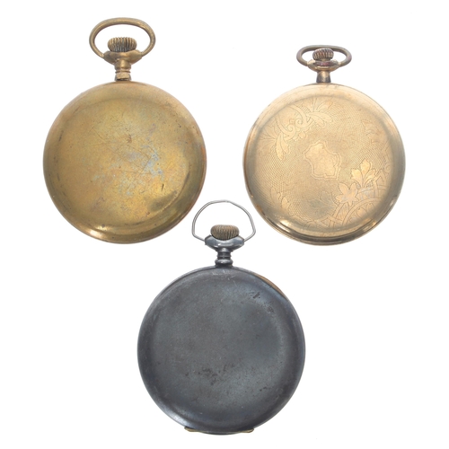 428 - Two gold plated lever pocket watches and a gunmetal lever pocket watch for repair (3)... 