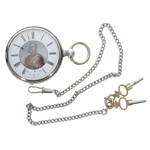 432 - Russian silver (84) lever hunter pocket watch, Tobias 13 jewel frosted bar movement with compensated... 