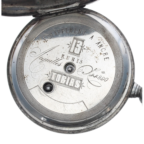 432 - Russian silver (84) lever hunter pocket watch, Tobias 13 jewel frosted bar movement with compensated... 