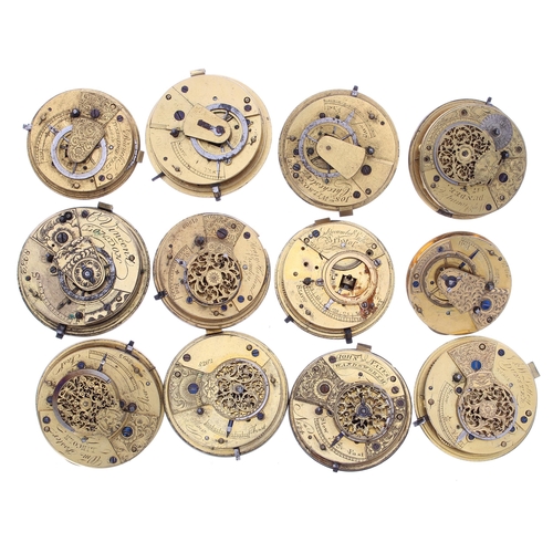 443 - Twelve fusee verge pocket watch movements for repair (12)