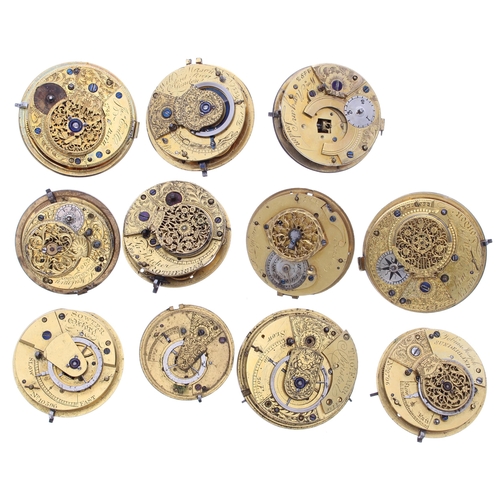 444 - Fusee verge pocket watch movement, signed Sam Sheen, London, no. 1804; together with a fusee verge p... 