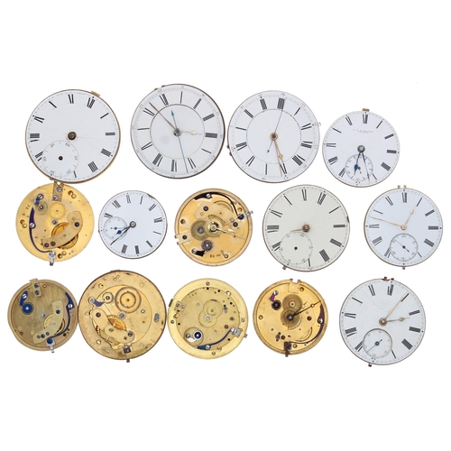 445 - Fusee verge pocket watch movement for repair, signed Davis & Bennett, London; together with a tw... 