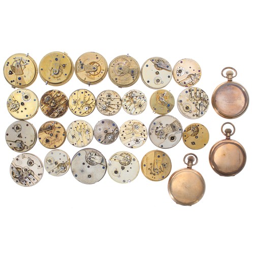 446 - Quantity of lever and cylinder pocket watch movements to include American Waltham; Billodes Turkish ... 