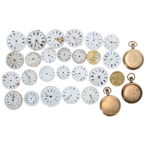 446 - Quantity of lever and cylinder pocket watch movements to include American Waltham; Billodes Turkish ... 