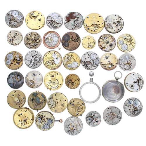 447 - Quantity of pocket watch movements to include American Waltham, Chronometre, Hampden Watch Co., Hami... 