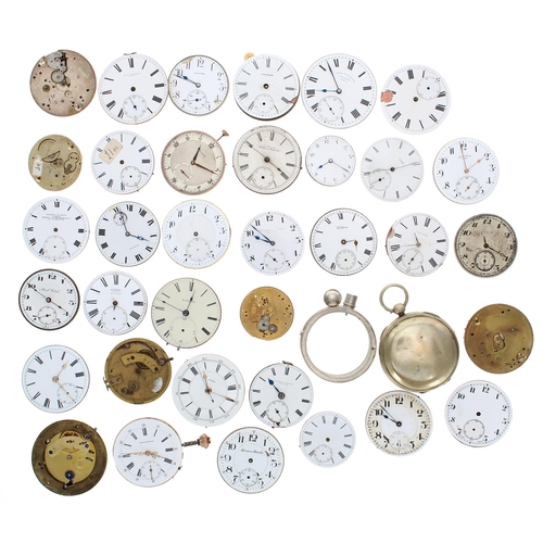 447 - Quantity of pocket watch movements to include American Waltham, Chronometre, Hampden Watch Co., Hami... 