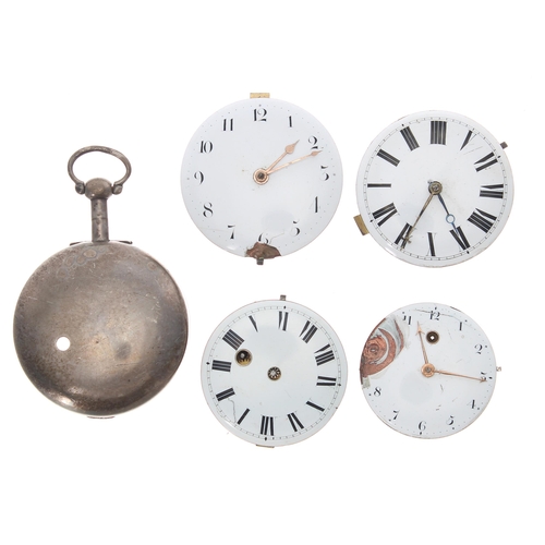 448 - Three fusee verge pocket watch movements; together with a fusee lever pocket watch movement and a si... 