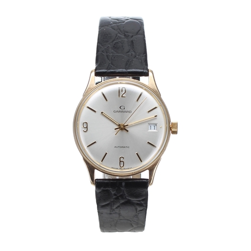 124 - Garrard automatic 9ct gentleman's wristwatch, Birmingham 1988, silvered dial with gilt applied Arabi... 