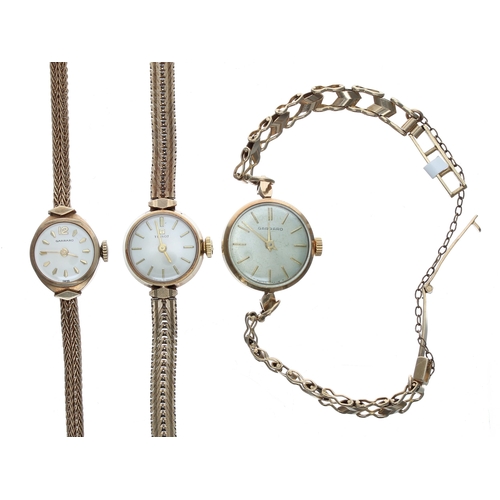 204 - Three 9ct lady's wristwatches to include two Garrard and Tissot, 9ct bracelets, 40.6gm... 