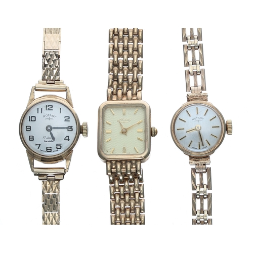 206 - Three Rotary 9ct lady's wristwatches, 9ct bracelets, 48.6gm