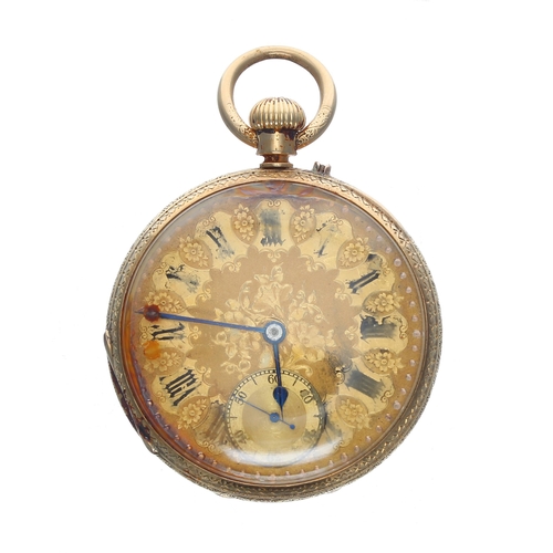 348 - Small Victorian 18ct lever pocket watch, London 1871, three quarter plate movement signed Joseph Whi... 