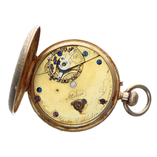 348 - Small Victorian 18ct lever pocket watch, London 1871, three quarter plate movement signed Joseph Whi... 