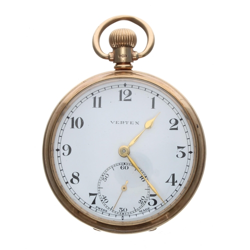 358 - Vertex 9ct pocket lever pocket watch, Birmingham 1934, signed dial with Arabic numerals and subsidia... 