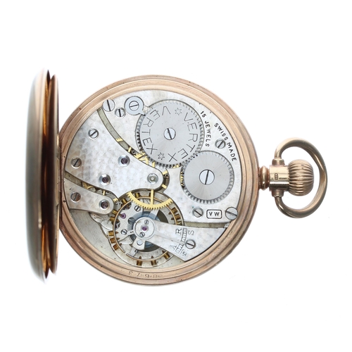 358 - Vertex 9ct pocket lever pocket watch, Birmingham 1934, signed dial with Arabic numerals and subsidia... 