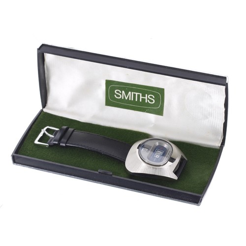 149 - Smiths Digital Swiss 'Jump Hour' automatic stainless steel gentleman's wristwatch, case no. 12635, b... 