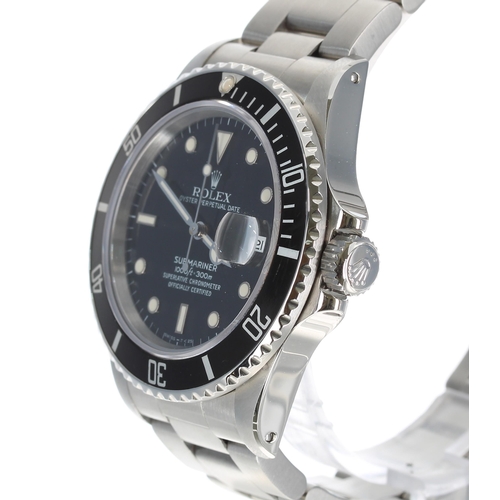 12 - Rolex Oyster Perpetual Date Submariner stainless steel gentleman's wristwatch, reference no. 168000,... 