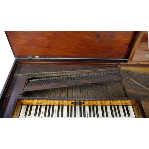 1552 - Square piano by John Melly, Dublin, circa 1800, the case lid veneered in handsomely-figured mahogany... 