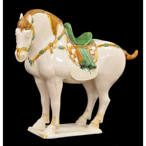 849 - Chinese glazed pottery horse with sancai glaze, probably Tang Dynasty, 14