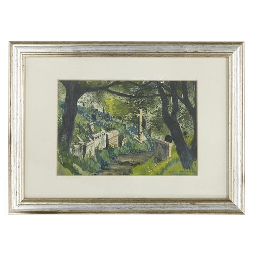 887 - Cambodian School (20th/21st century)- Temple in a jungle, indistinctly signed and inscribed, also in... 