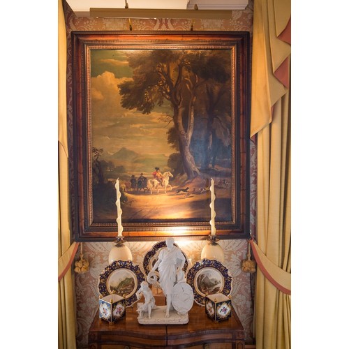 971 - Follower of Jan Wynants (18th/19th century) - gentlemen on horseback with their hounds nearby, comme... 