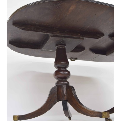 1008 - 19th century mahogany twin pedestal D-end extending dining table, with bulbous turned columns and tr... 