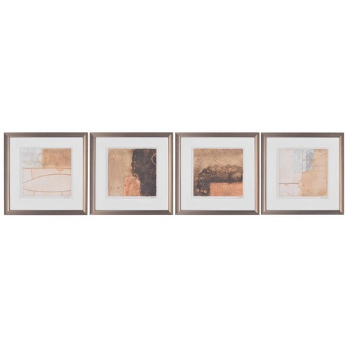 602 - Contemporary School (20th century) - set of four collages of abstract shapes, indistinctly signed an... 