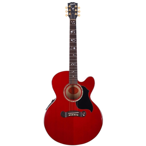 104 - 1998 Gibson EC-20 Starburst electro-acoustic guitar, made in USA; Body: red finish, minor dings and ... 