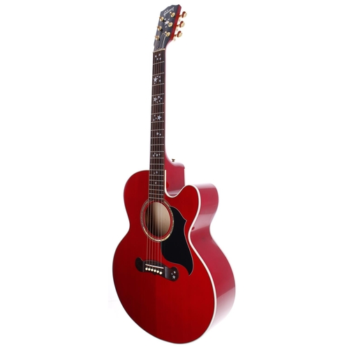 104 - 1998 Gibson EC-20 Starburst electro-acoustic guitar, made in USA; Body: red finish, minor dings and ... 