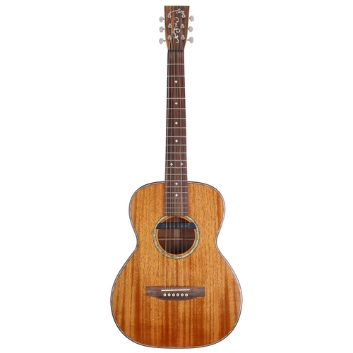 239 - David Oddy O sized acoustic guitar, made in England; Body: all mahogany; Neck: mahogany; Fretboard: ... 