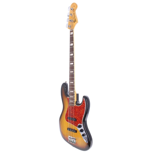 44 - 1966 Fender Jazz Bass guitar, made in USA; Body: sunburst finish, fading to front, mild fading to ba... 