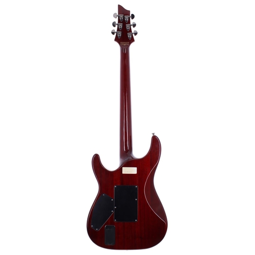 267 - 2008 Schecter Diamond Series Hellraiser electric guitar, made in Korea; Body: trans red finish quilt... 