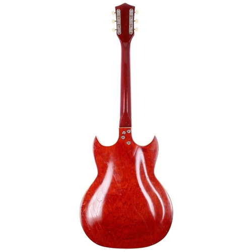 268 - 1960s Kay K592 Red Devil electric guitar, made in USA; Body: red finish, lacquer checking and other ... 