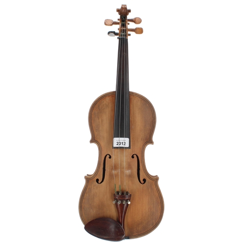 2012 - Double purfled violin in the white, inscribed Gasparo da Salo to the reverse of the carved peg box, ... 