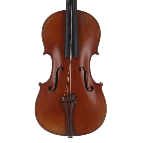 2435 - French violin labelled Manufacturer Speciale de la Maison Beare & Fils á Londres, the two... 