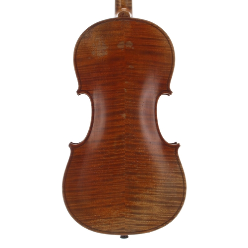 2435 - French violin labelled Manufacturer Speciale de la Maison Beare & Fils á Londres, the two... 