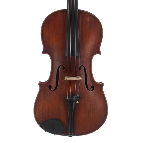 2437 - Violin by and labelled Carlo Storioni, Cremonensis, Faciebat, 1888, the two piece back of faint medi... 