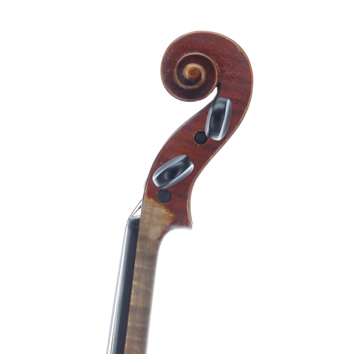 2437 - Violin by and labelled Carlo Storioni, Cremonensis, Faciebat, 1888, the two piece back of faint medi... 