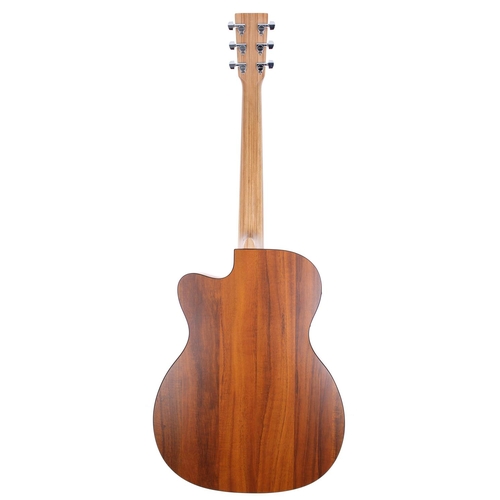 140 - 2008 C.F Martin OMCXK2E acoustic guitar, made in Mexico; Body: HPL koa; Neck: good, ply; Fingerboard... 