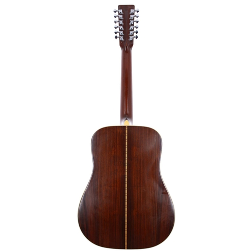 141 - 1974 Martin D-12-28 twelve string acoustic guitar, made in USA; Back and sides: Indian rosewood, sur... 