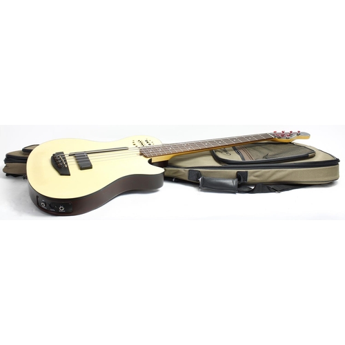 274 - Godin A5 Ultra fretted five string bass guitar, made in Canada; Body: natural finish, hairline crack... 