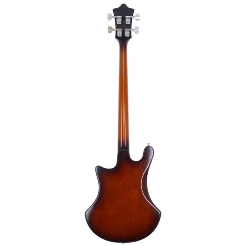 276 - 1979 Guild B-301 bass guitar, made in USA; Body: brown burst finish, blemishes and dings particularl... 