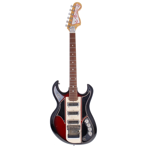 286 - 1960s Apollo Deluxe 2235 electric guitar, made in Japan; Body: red burst finish, lacquer cracking, d... 