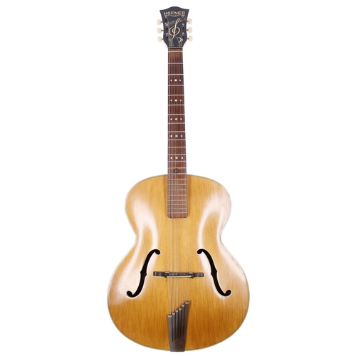 288 - 1960s Hofner Senator archtop guitar, made in Germany; Body: blonde finish, lacquer checking, light b... 