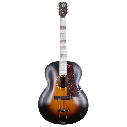 293 - Interesting archtop acoustic guitar branded 'Mastercraft by Paramount Instr. Ltd.' in pearl to the h... 