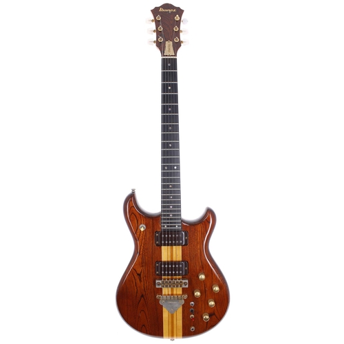 295 - 1979 Ibanez Musician MC400 electric guitar, made in Japan; Body: brown stained ash wings with maple ... 