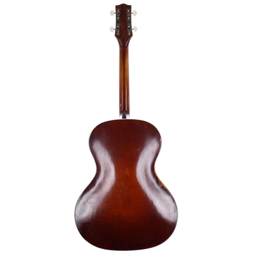 304 - Interesting vintage tenor archtop guitar; Back and sides: maple, surface scuffs, scratches and gener... 